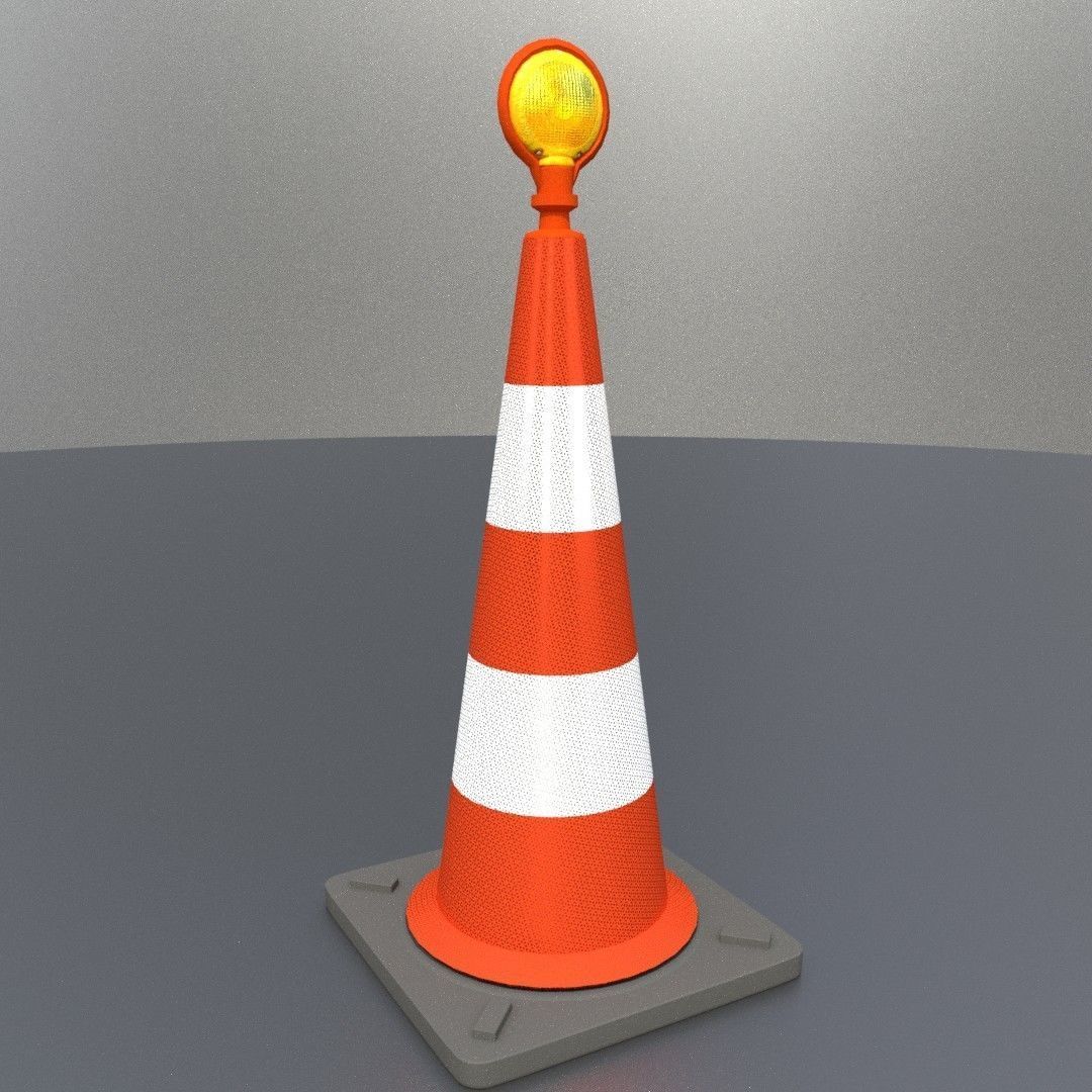 Traffic Cone with Construction Lamp 1000 mm Low-poly 3D model_11