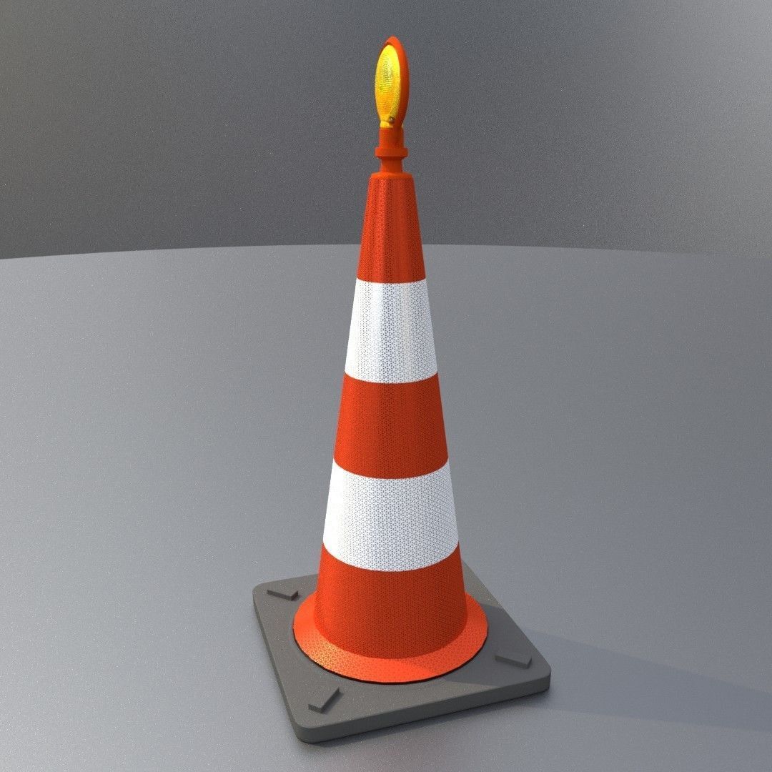 Traffic Cone with Construction Lamp 1000 mm Low-poly 3D model_15