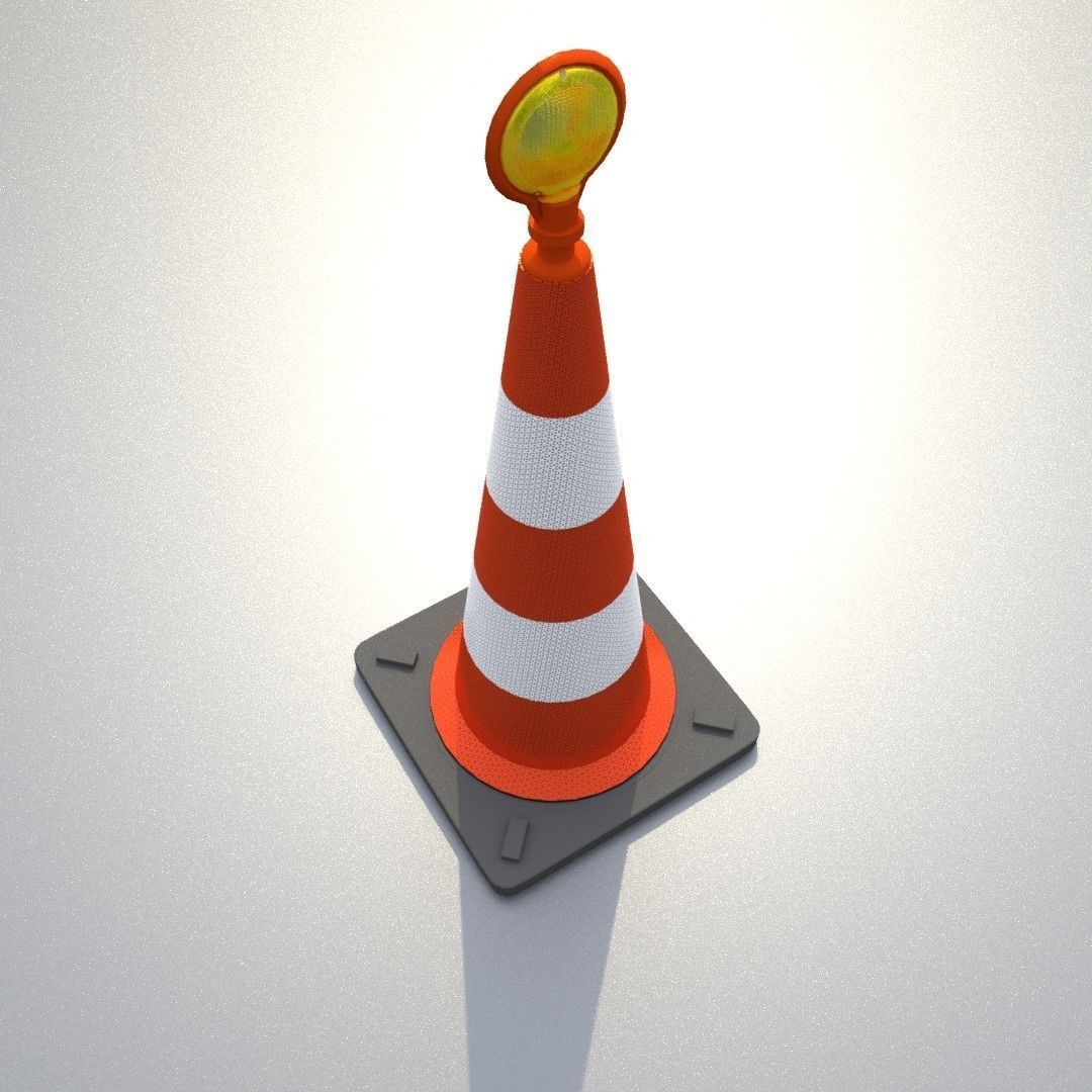 Traffic Cone with Construction Lamp 1000 mm Low-poly 3D model_35
