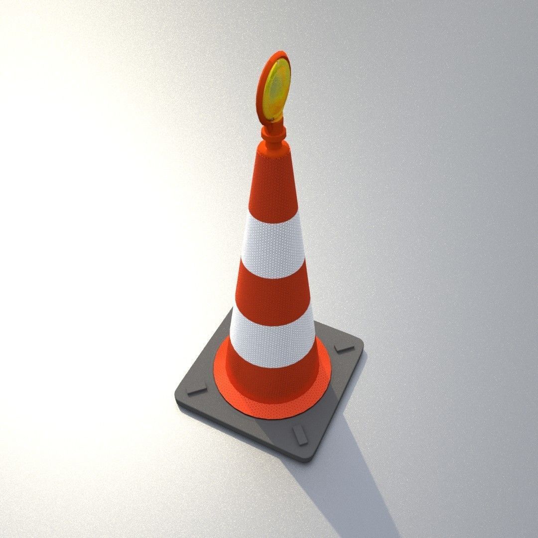 Traffic Cone with Construction Lamp 1000 mm Low-poly 3D model_33