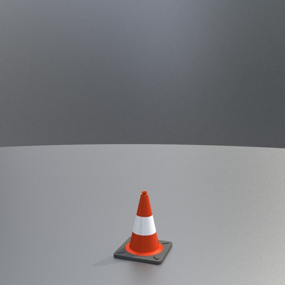 Traffic Cone 300 mm Low-poly 3D model_4