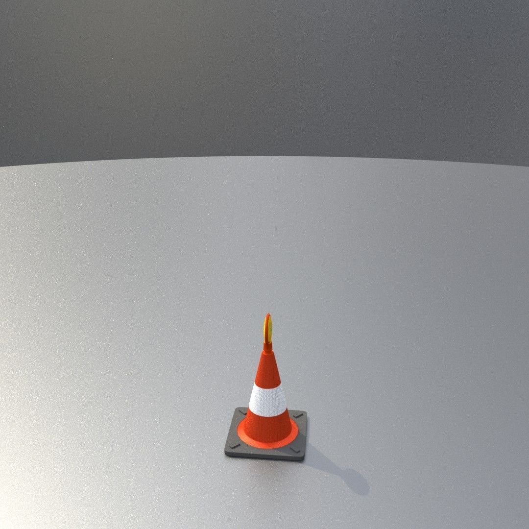 Traffic Cone with Construction Lamp 300 mm Low-poly 3D model_16