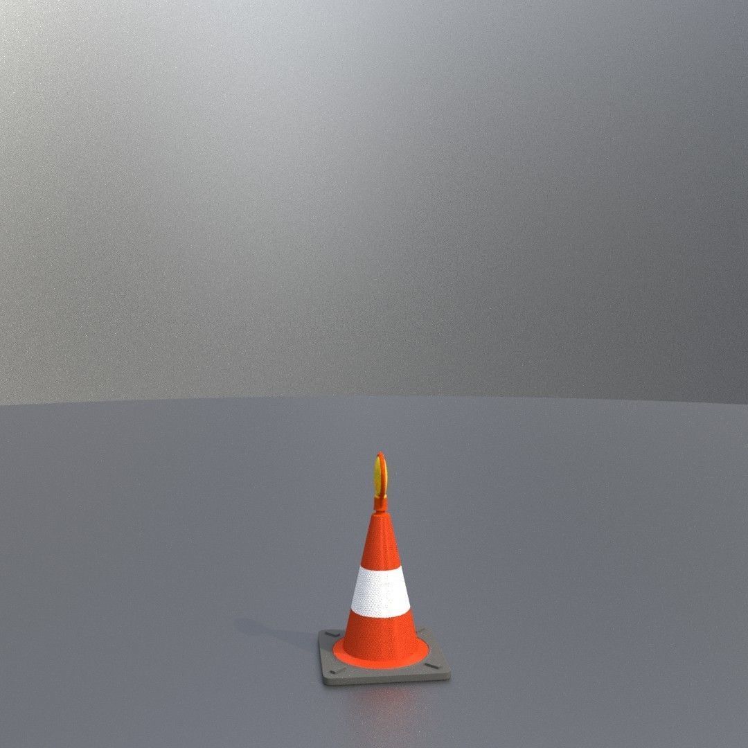 Traffic Cone with Construction Lamp 300 mm Low-poly 3D model_25
