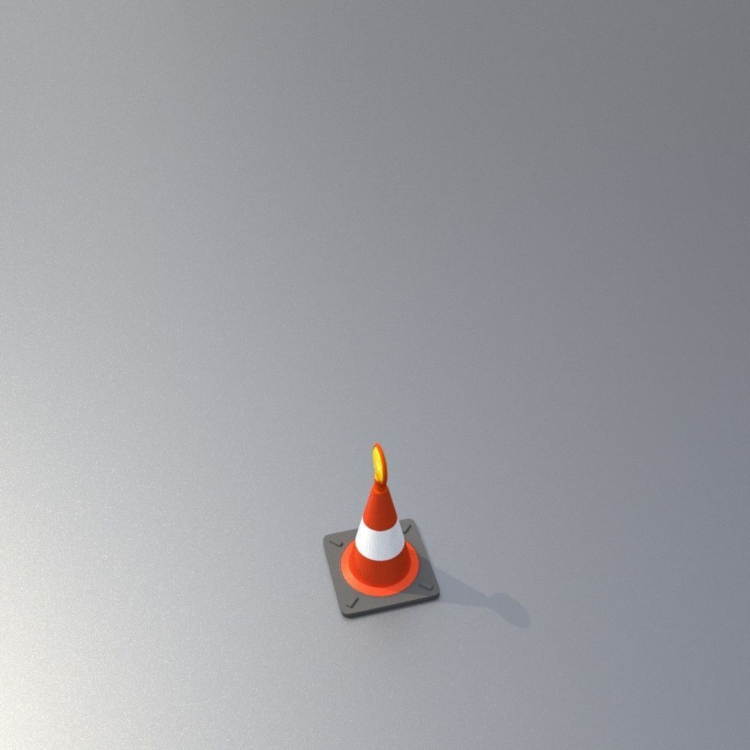 Traffic Cone with Construction Lamp 300 mm Low-poly 3D model_32