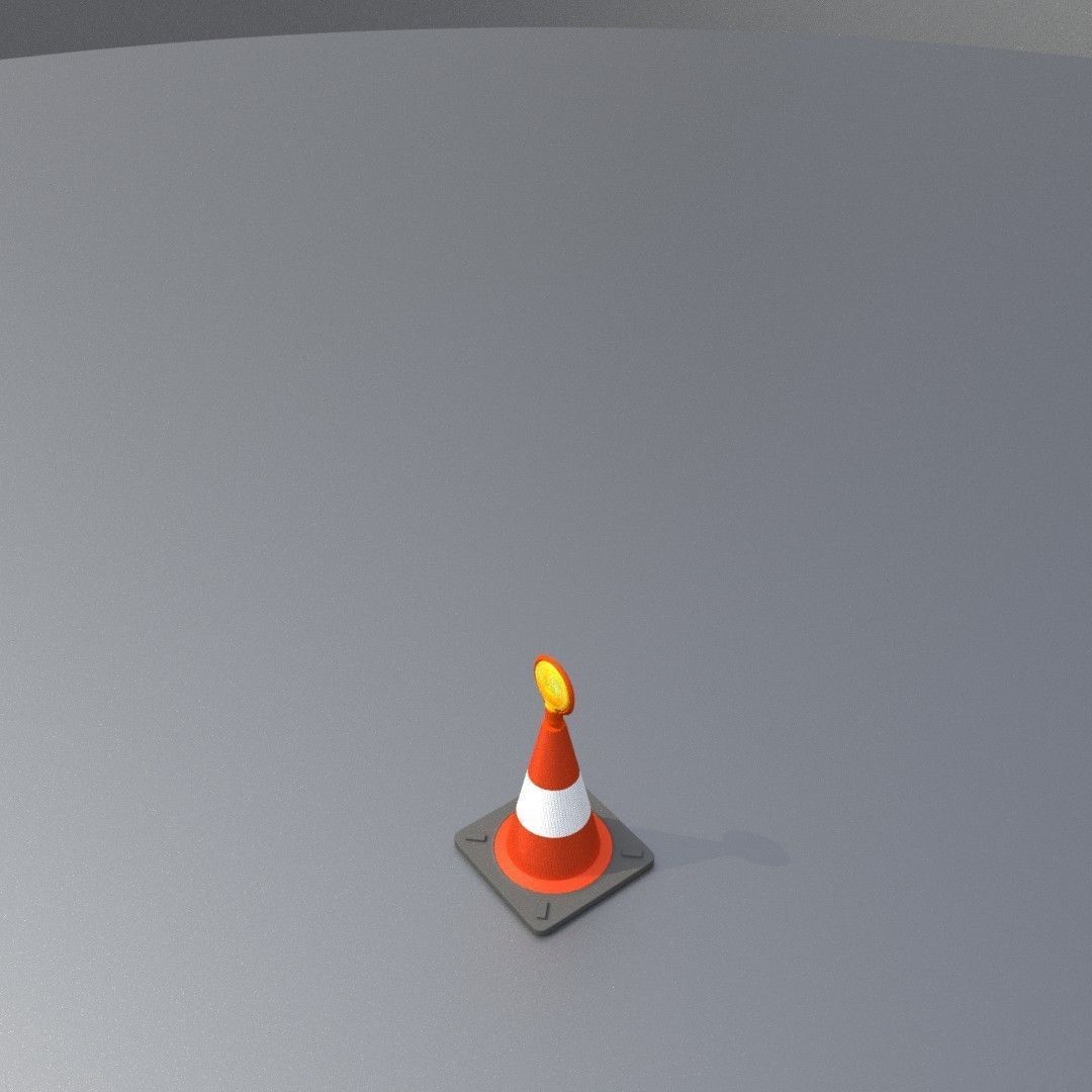 Traffic Cone with Construction Lamp 300 mm Low-poly 3D model_31