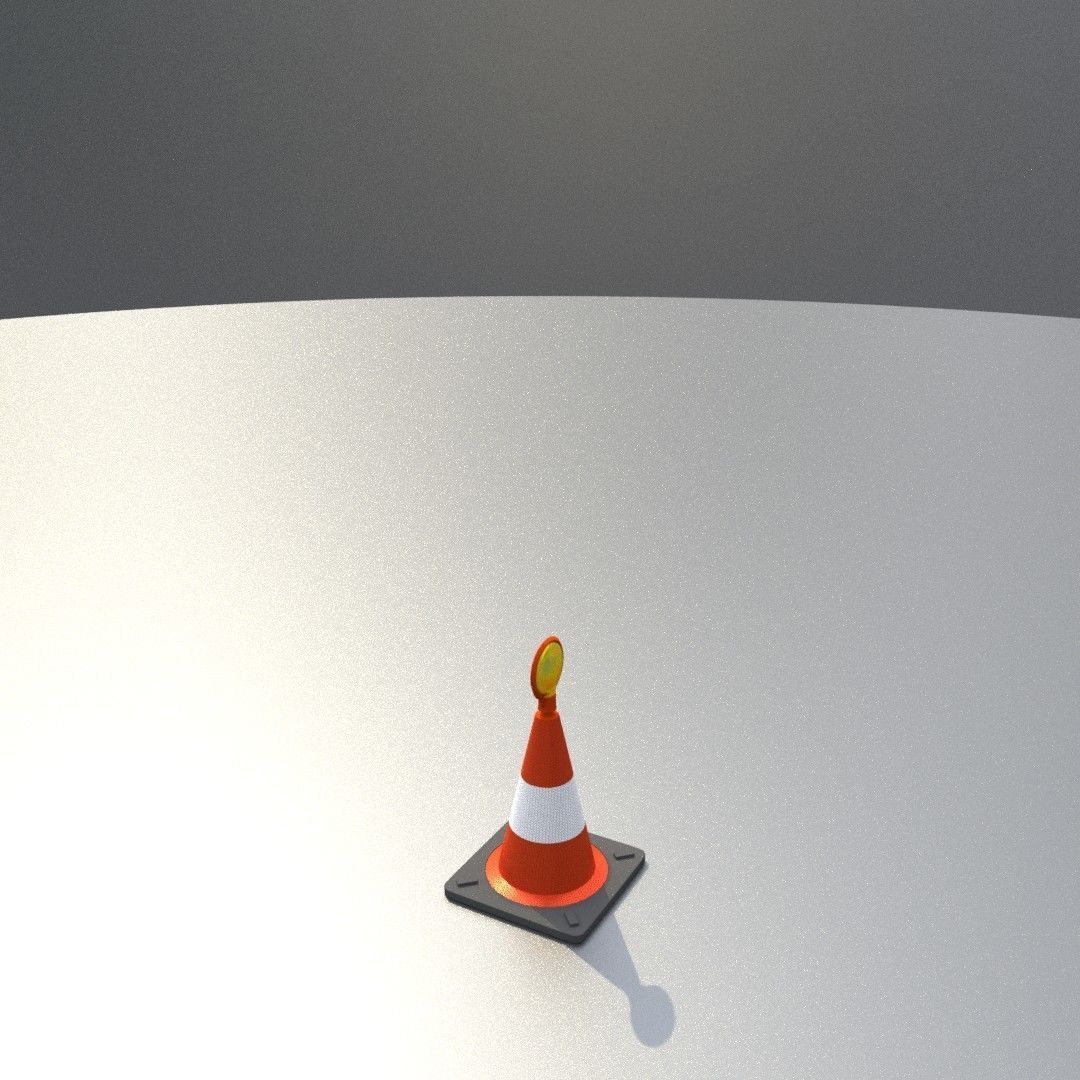 Traffic Cone with Construction Lamp 300 mm Low-poly 3D model_17