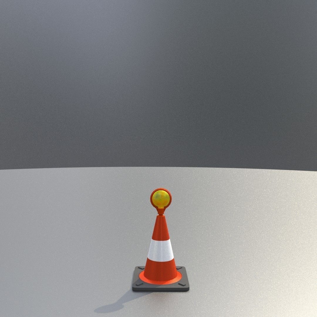 Traffic Cone with Construction Lamp 300 mm Low-poly 3D model_22