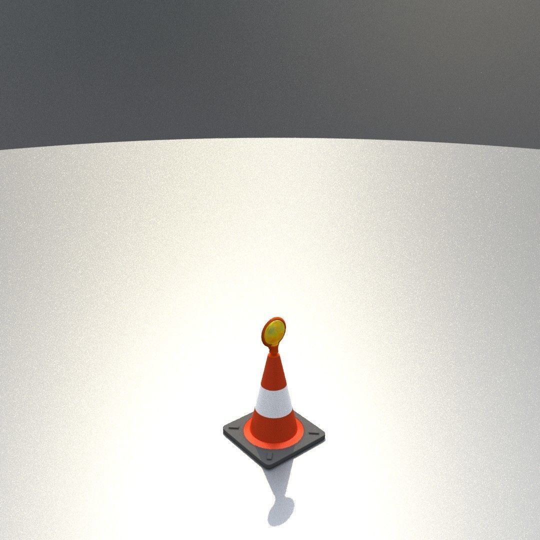 Traffic Cone with Construction Lamp 300 mm Low-poly 3D model_18