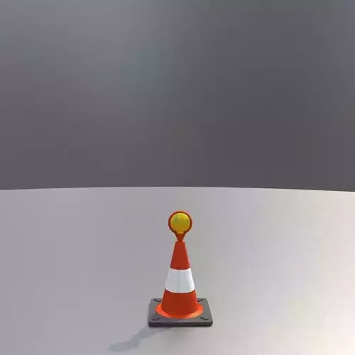 Traffic Cone with Construction Lamp 300 mm Low-poly 3D model
