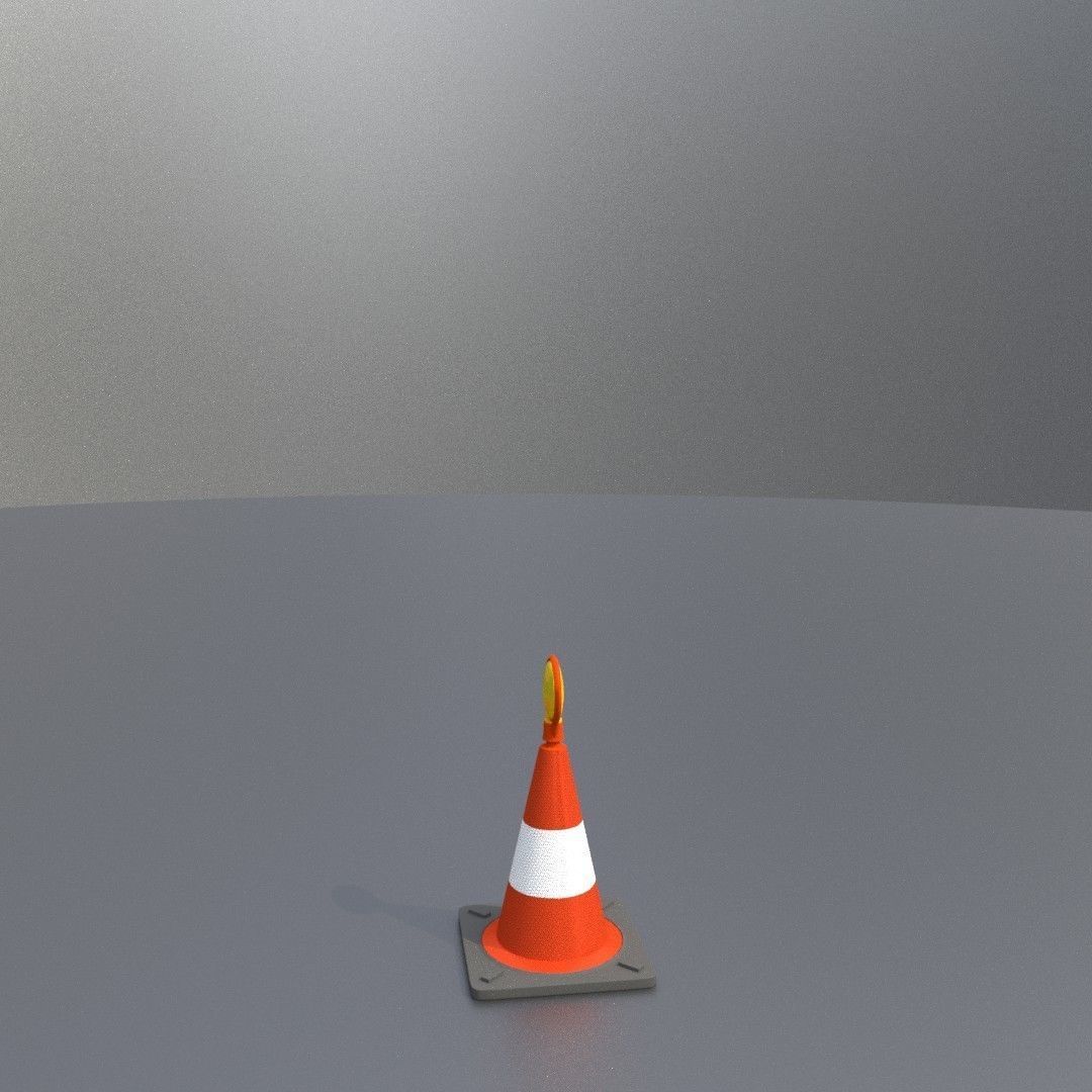 Traffic Cone with Construction Lamp 300 mm Low-poly 3D model_8