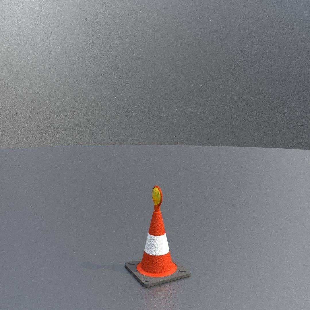 Traffic Cone with Construction Lamp 300 mm Low-poly 3D model_7