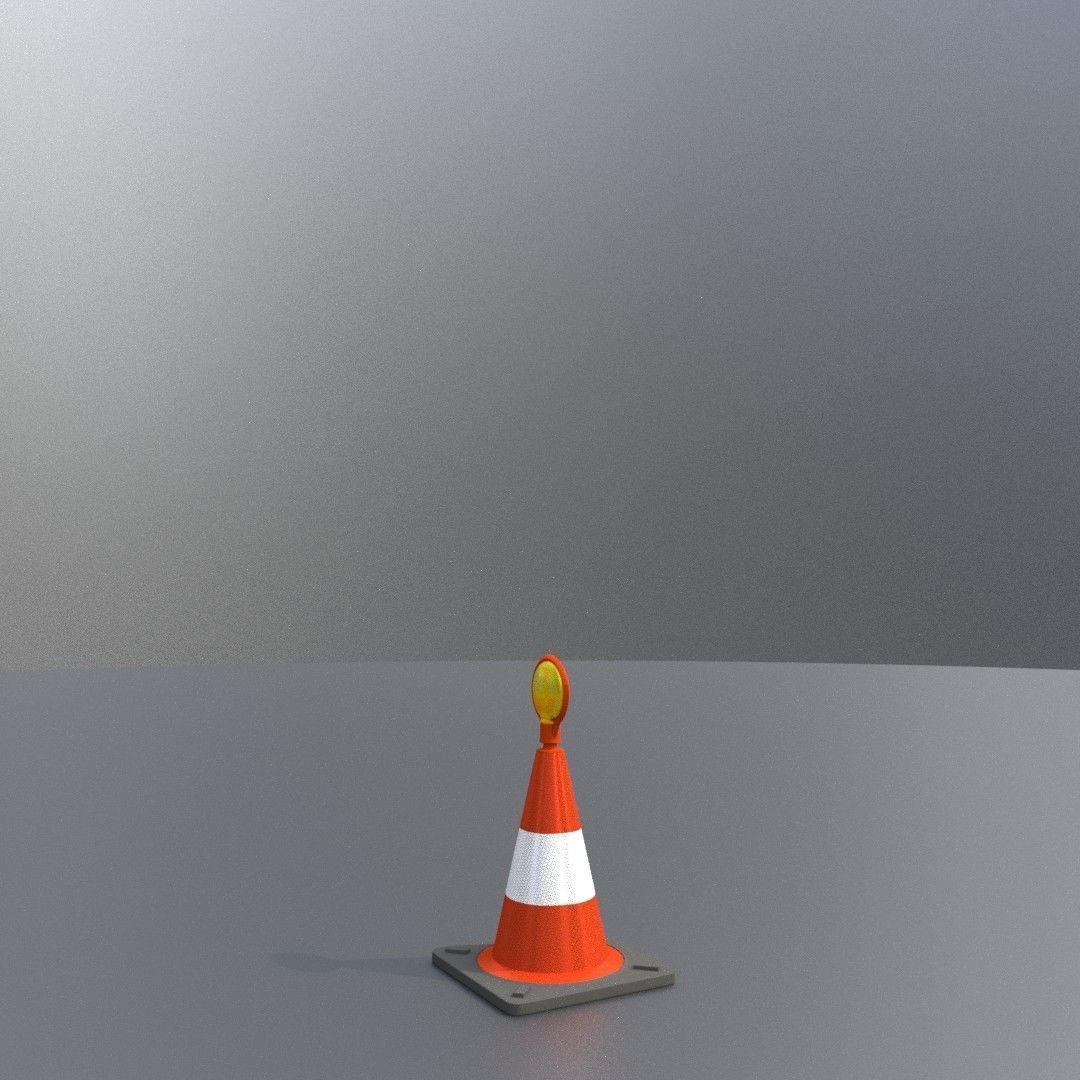 Traffic Cone with Construction Lamp 300 mm Low-poly 3D model_24