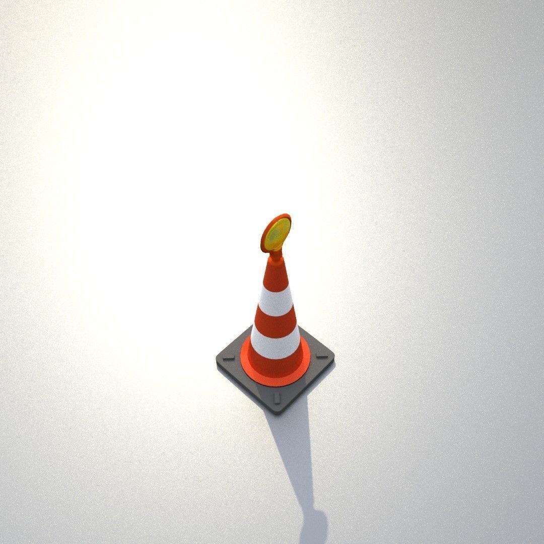 Traffic Cone with Construction Lamp 500 mm Low-poly 3D model_34