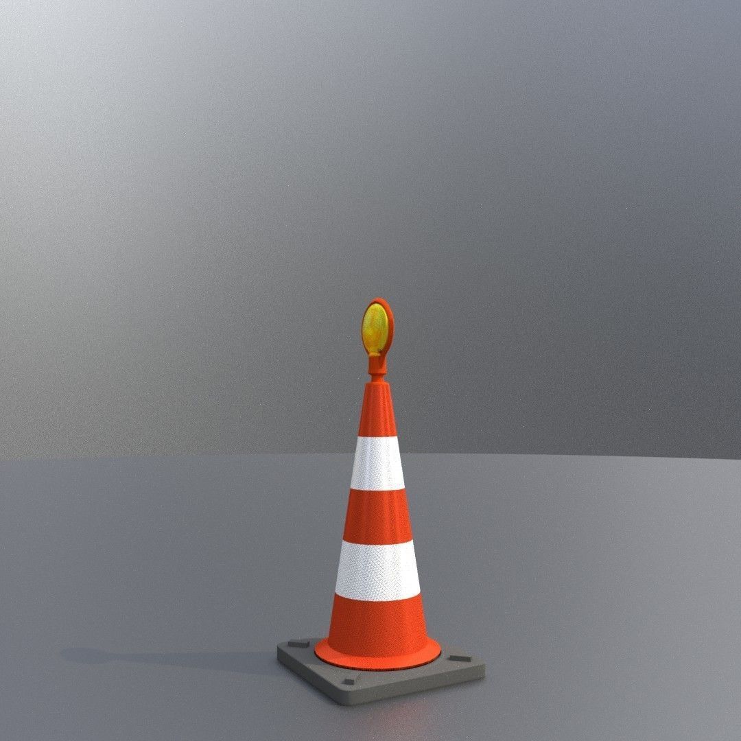 Traffic Cone with Construction Lamp 500 mm Low-poly 3D model_23