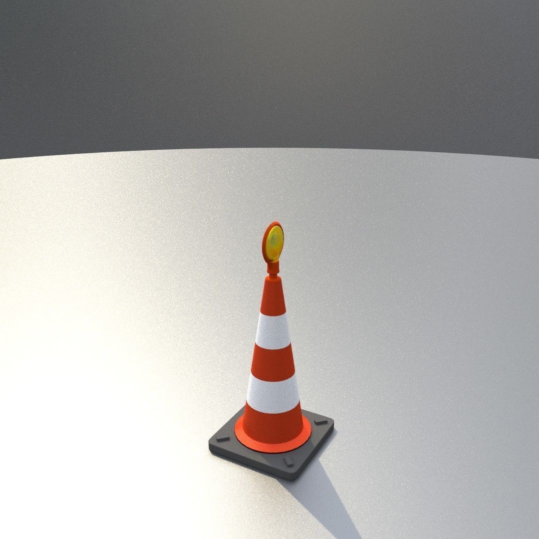 Traffic Cone with Construction Lamp 500 mm Low-poly 3D model_17