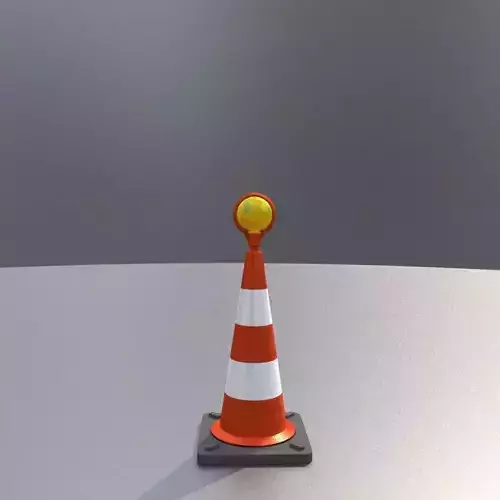 Traffic Cone with Construction Lamp 500 mm Low-poly 3D model