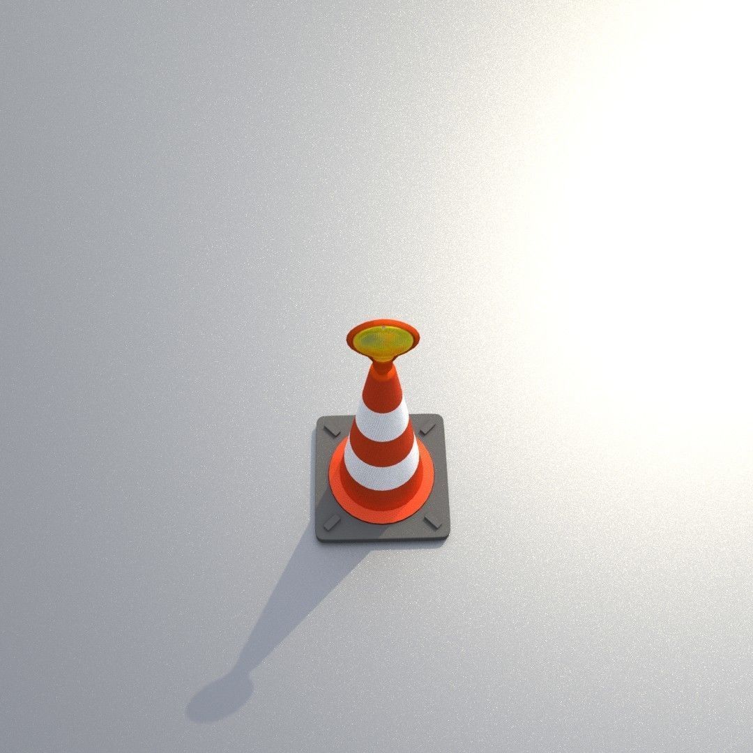 Traffic Cone with Construction Lamp 500 mm Low-poly 3D model_39