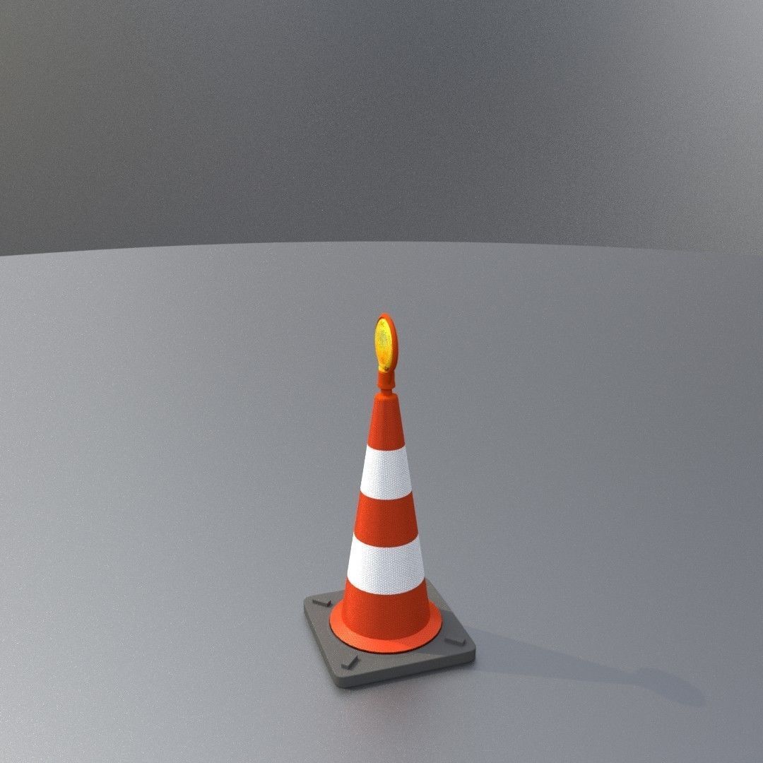 Traffic Cone with Construction Lamp 500 mm Low-poly 3D model_15