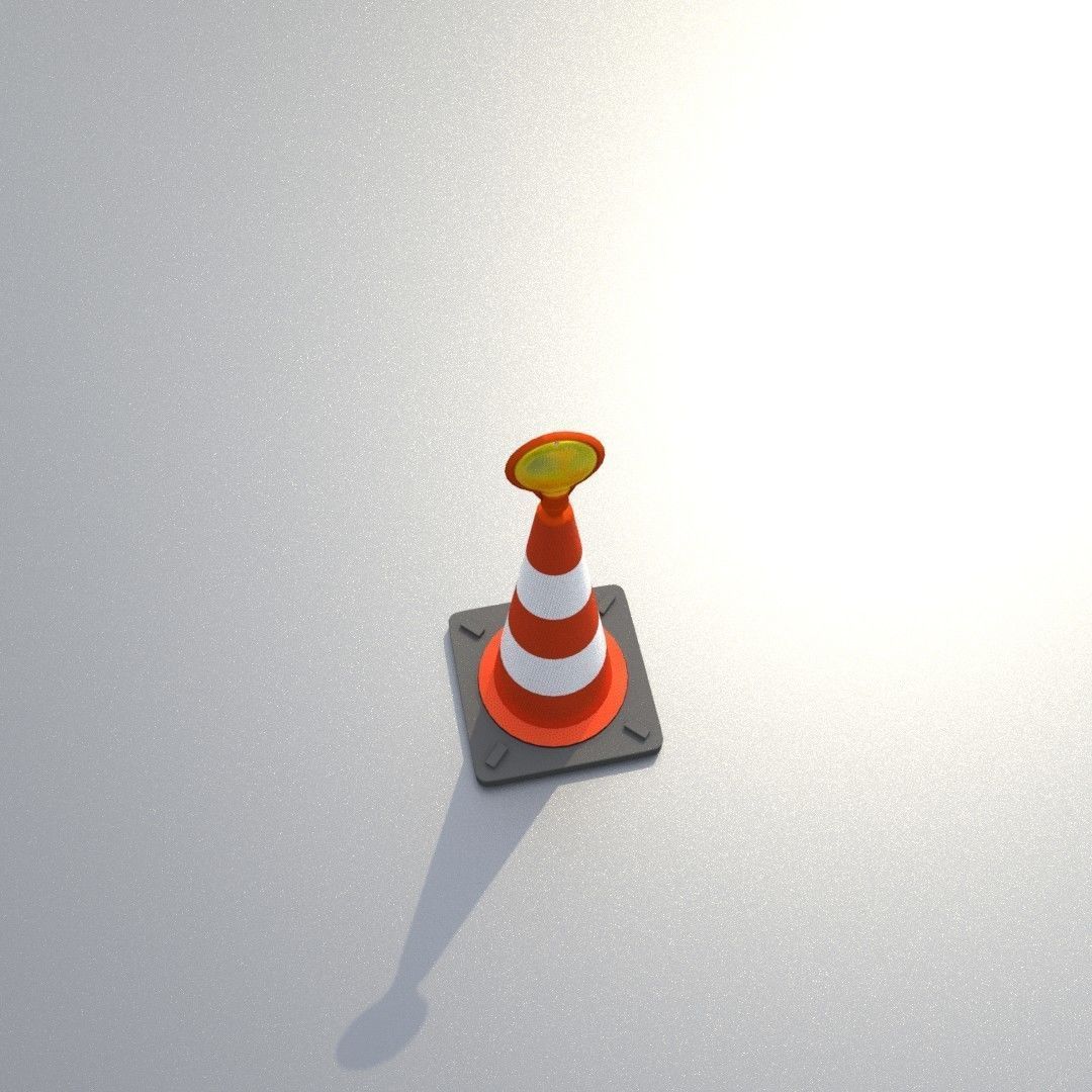 Traffic Cone with Construction Lamp 500 mm Low-poly 3D model_37