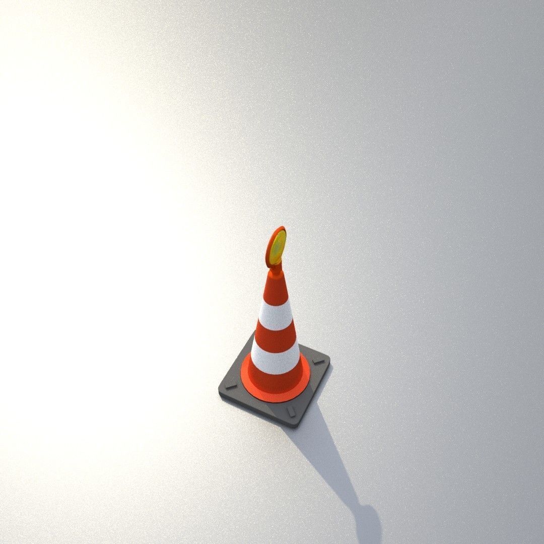 Traffic Cone with Construction Lamp 500 mm Low-poly 3D model_33