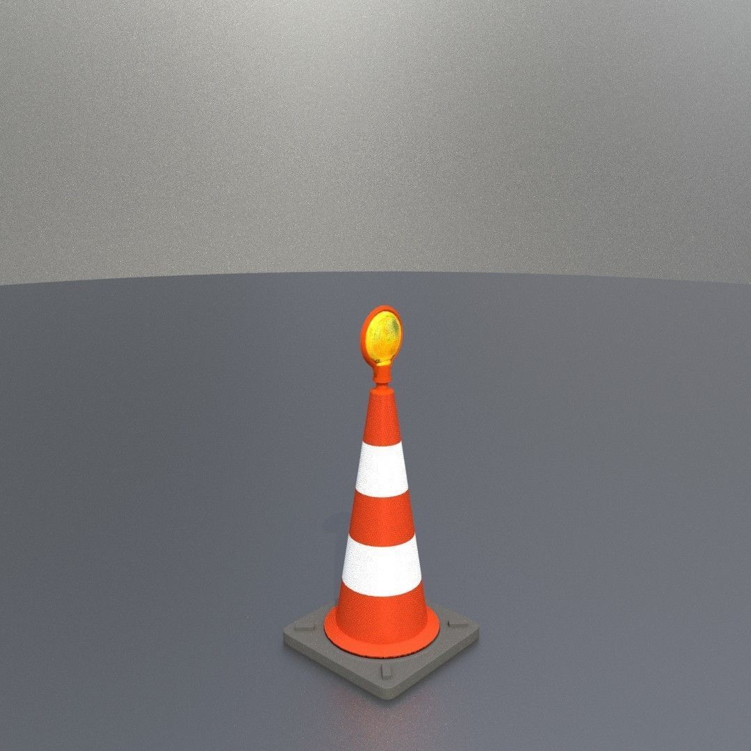 Traffic Cone with Construction Lamp 500 mm Low-poly 3D model_26