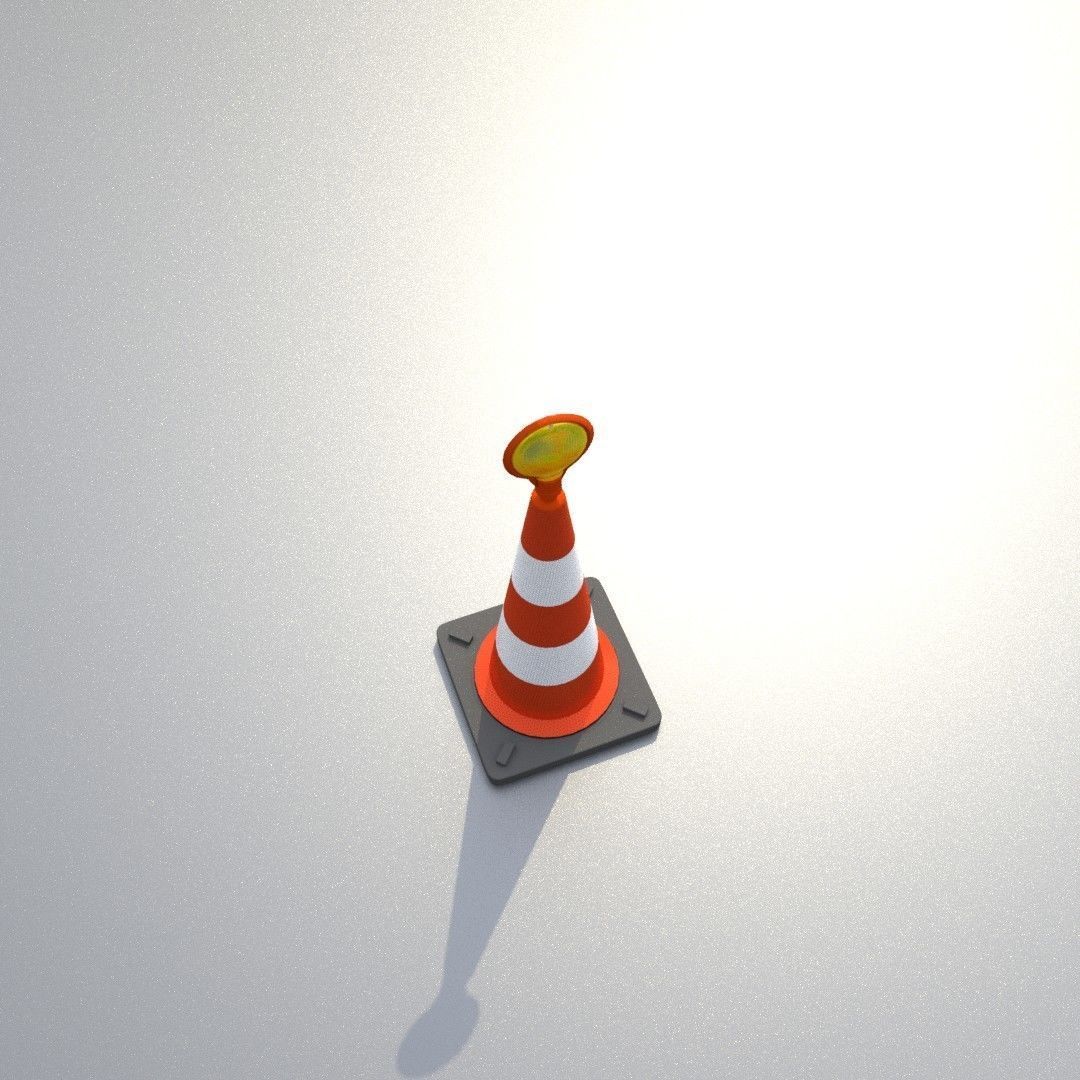 Traffic Cone with Construction Lamp 500 mm Low-poly 3D model_36