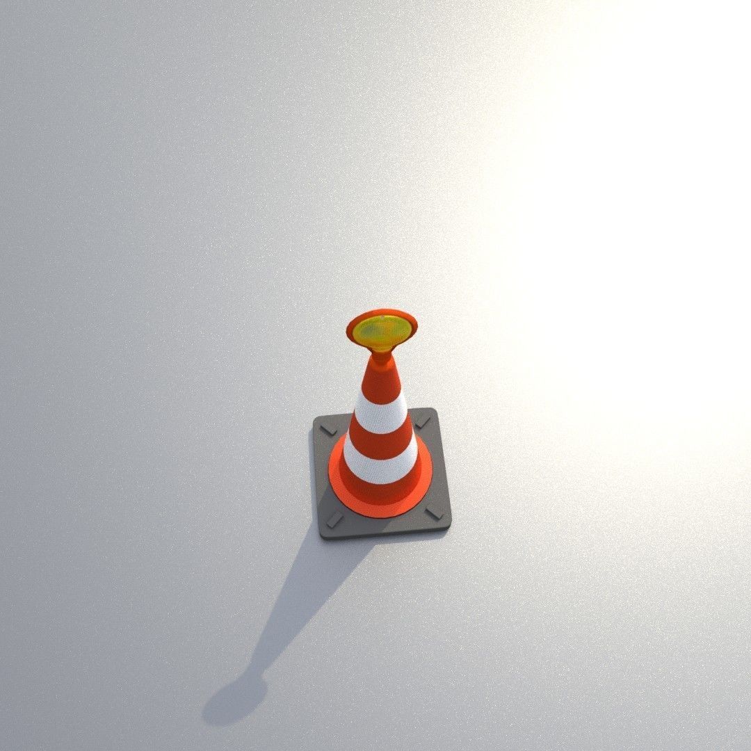 Traffic Cone with Construction Lamp 500 mm Low-poly 3D model_38