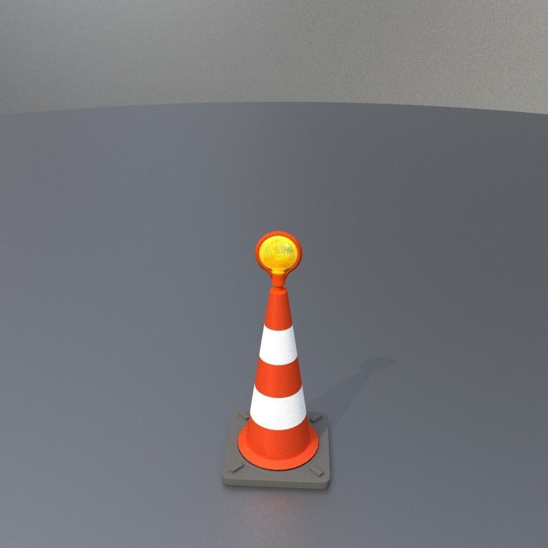 Traffic Cone with Construction Lamp 500 mm Low-poly 3D model_28