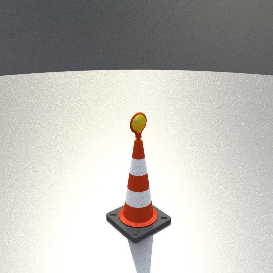 Traffic Cone with Construction Lamp 500 mm Low-poly 3D model_18