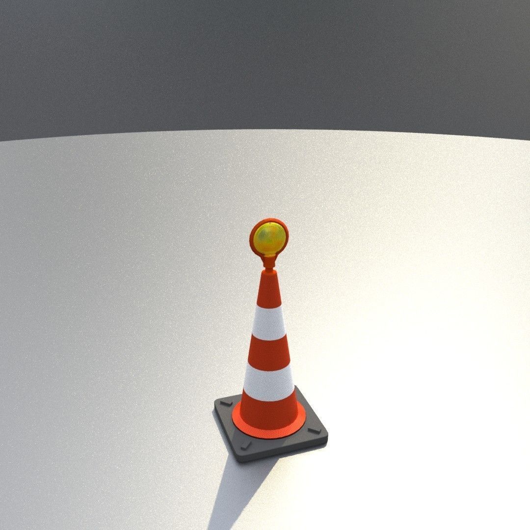 Traffic Cone with Construction Lamp 500 mm Low-poly 3D model_19