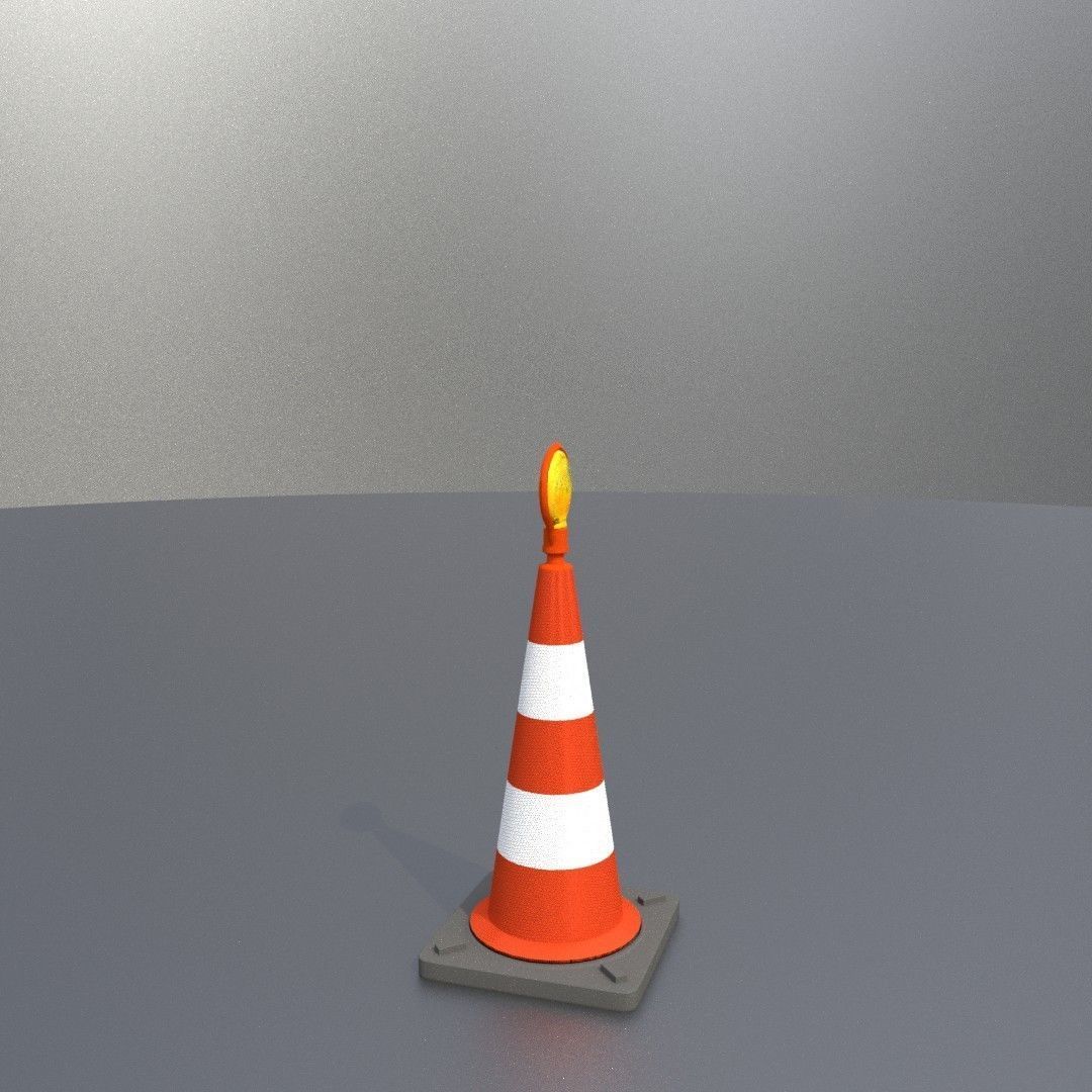 Traffic Cone with Construction Lamp 500 mm Low-poly 3D model_25