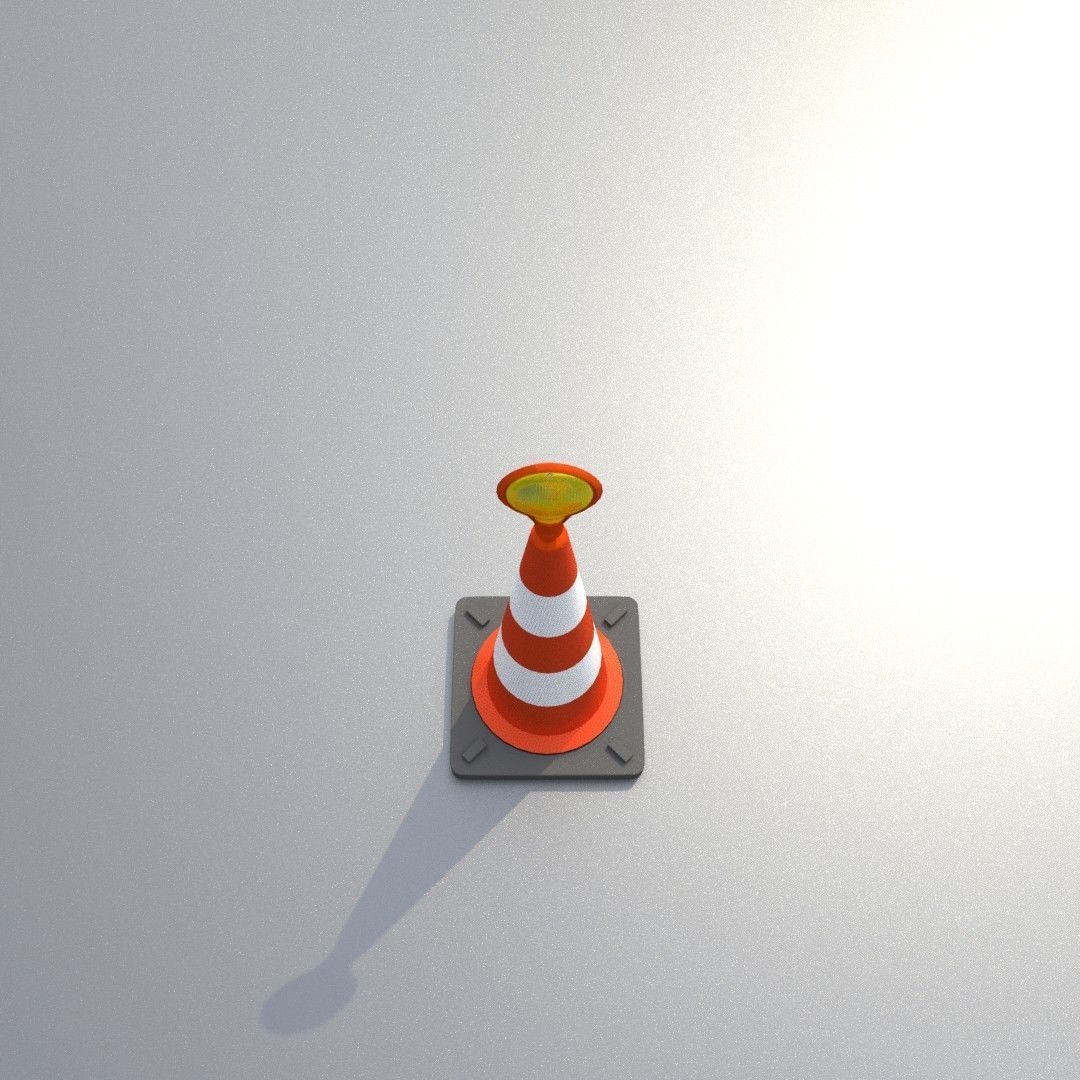 Traffic Cone with Construction Lamp 500 mm Low-poly 3D model_40