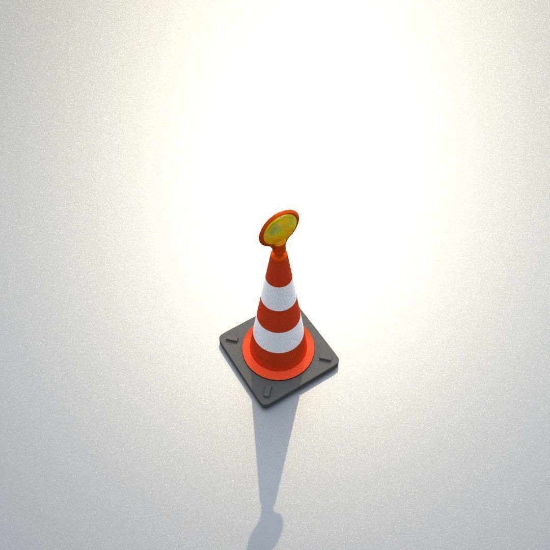 Traffic Cone with Construction Lamp 500 mm Low-poly 3D model_35