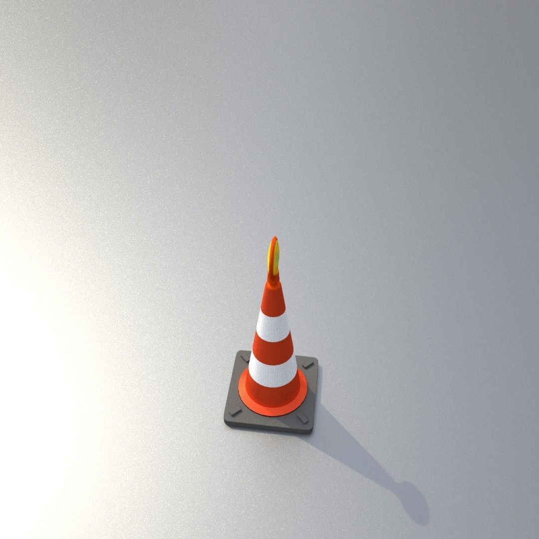 Traffic Cone with Construction Lamp 500 mm Low-poly 3D model_32