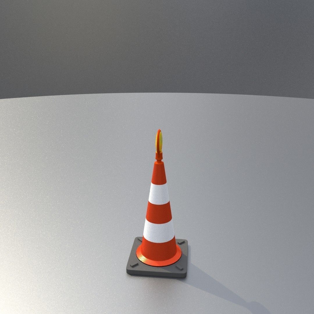 Traffic Cone with Construction Lamp 500 mm Low-poly 3D model_16