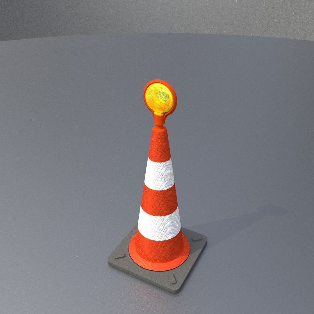 Traffic Cone with Construction Lamp 750 mm Low-poly 3D model_29