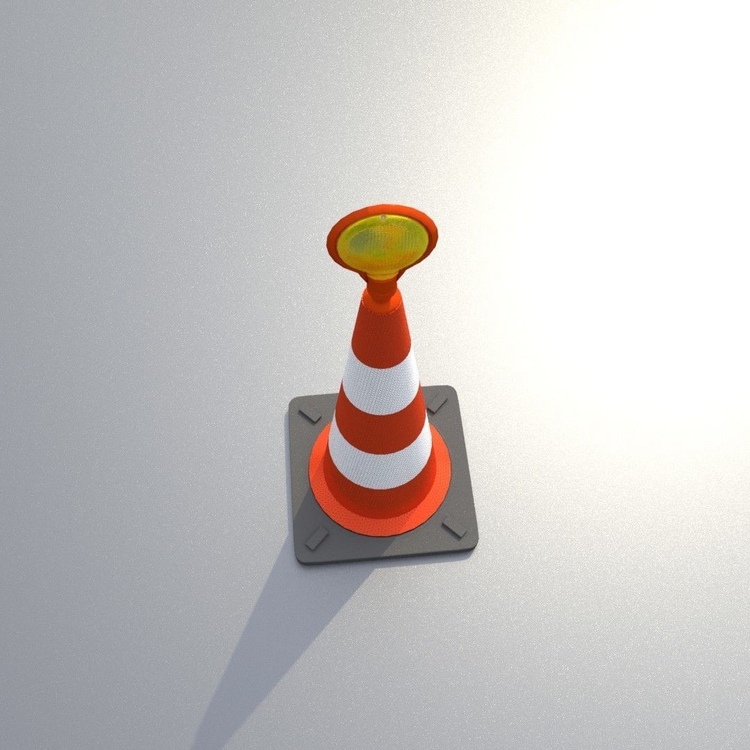 Traffic Cone with Construction Lamp 750 mm Low-poly 3D model_38