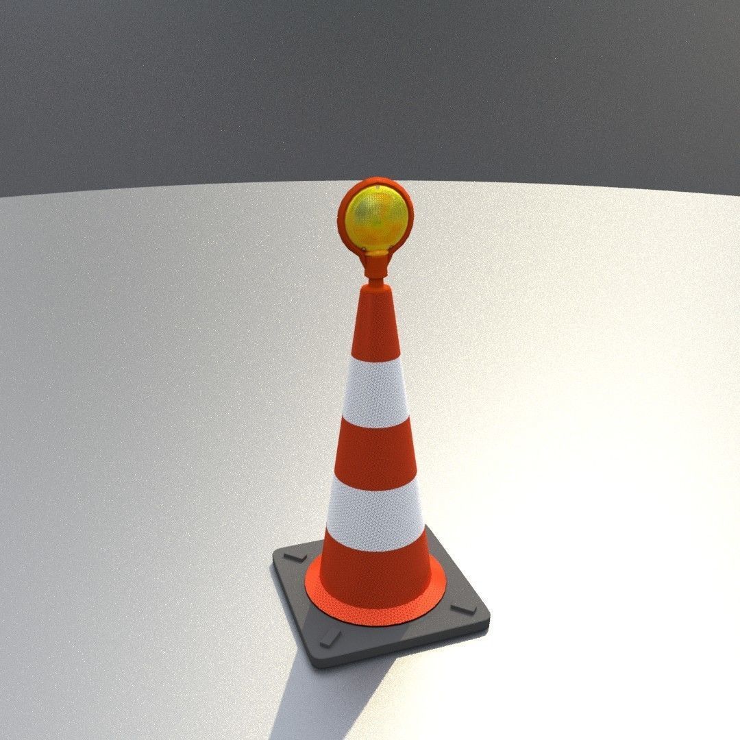 Traffic Cone with Construction Lamp 750 mm Low-poly 3D model_19