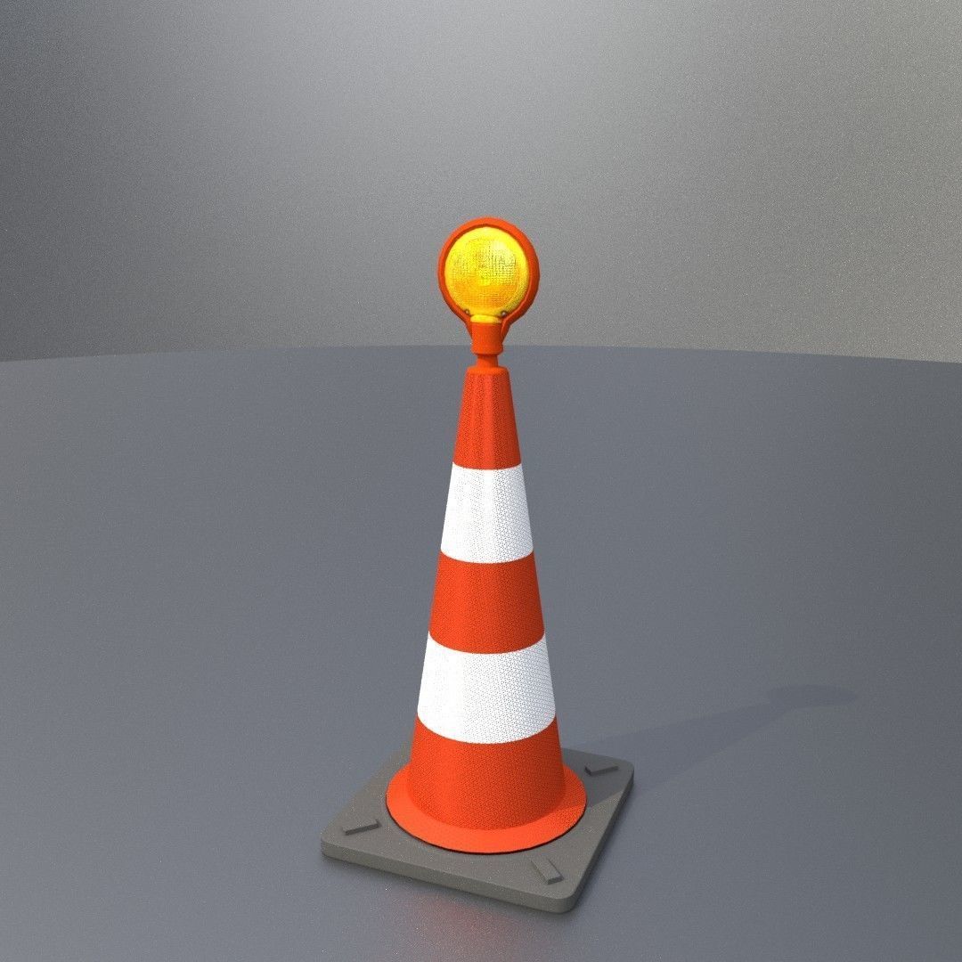Traffic Cone with Construction Lamp 750 mm Low-poly 3D model_13