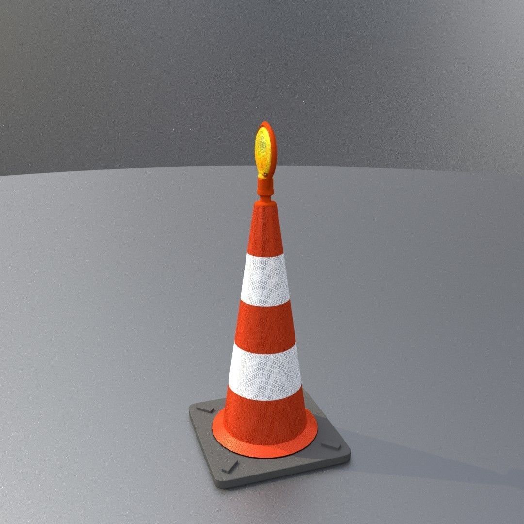 Traffic Cone with Construction Lamp 750 mm Low-poly 3D model_15