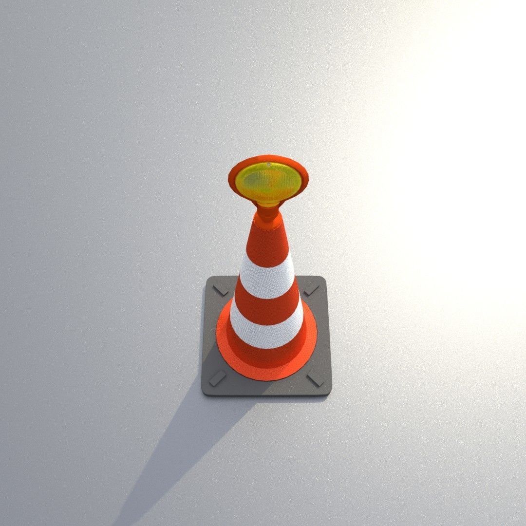 Traffic Cone with Construction Lamp 750 mm Low-poly 3D model_40