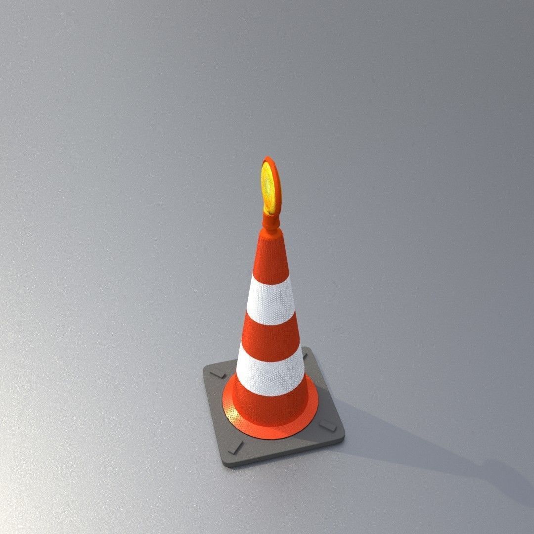 Traffic Cone with Construction Lamp 750 mm Low-poly 3D model_31