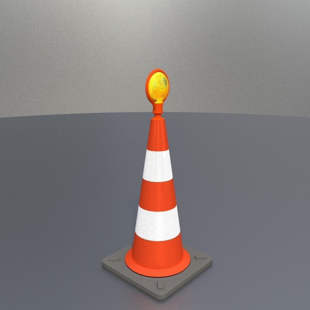 Traffic Cone with Construction Lamp 750 mm Low-poly 3D model_26