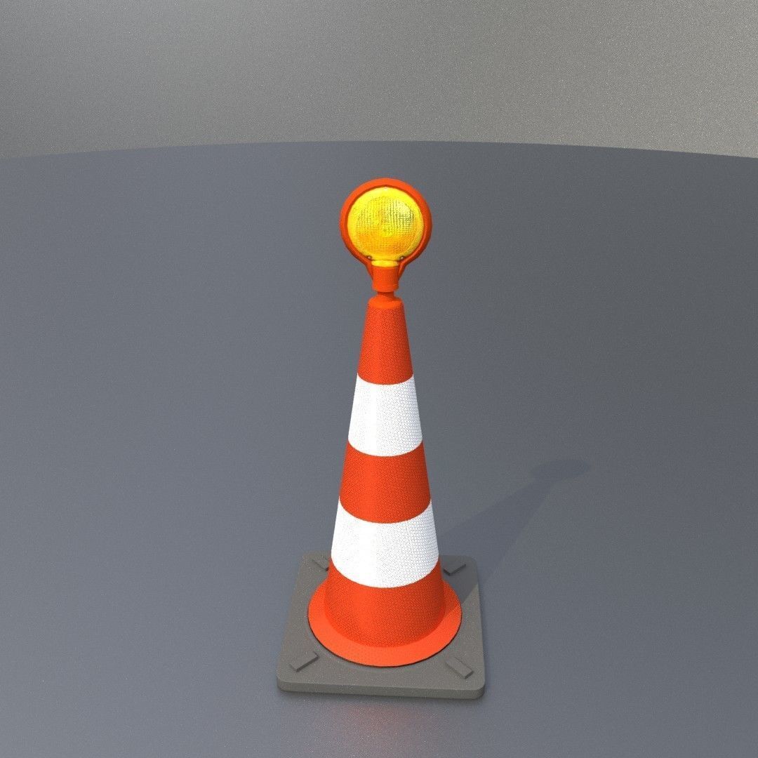 Traffic Cone with Construction Lamp 750 mm Low-poly 3D model_28