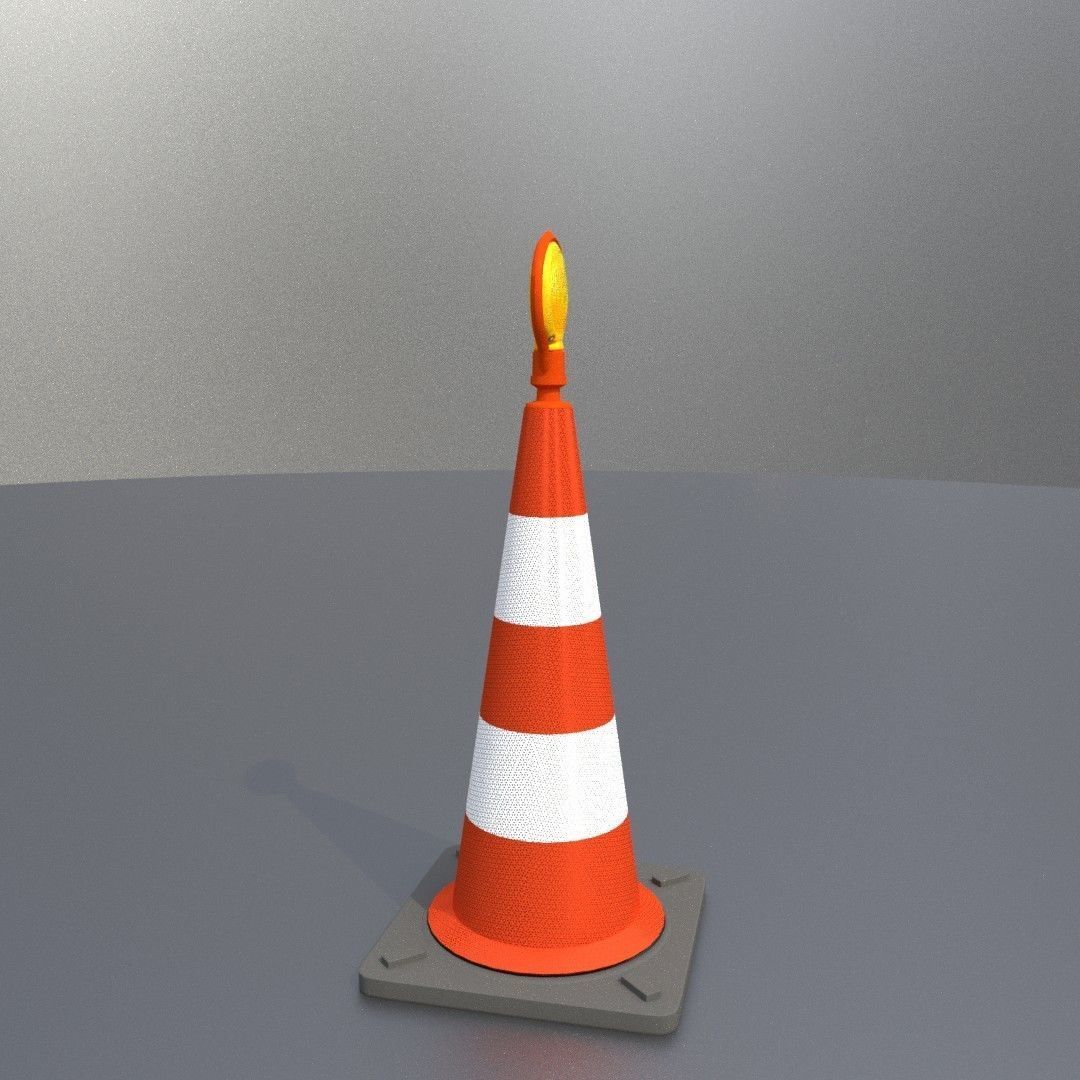 Traffic Cone with Construction Lamp 750 mm Low-poly 3D model_9