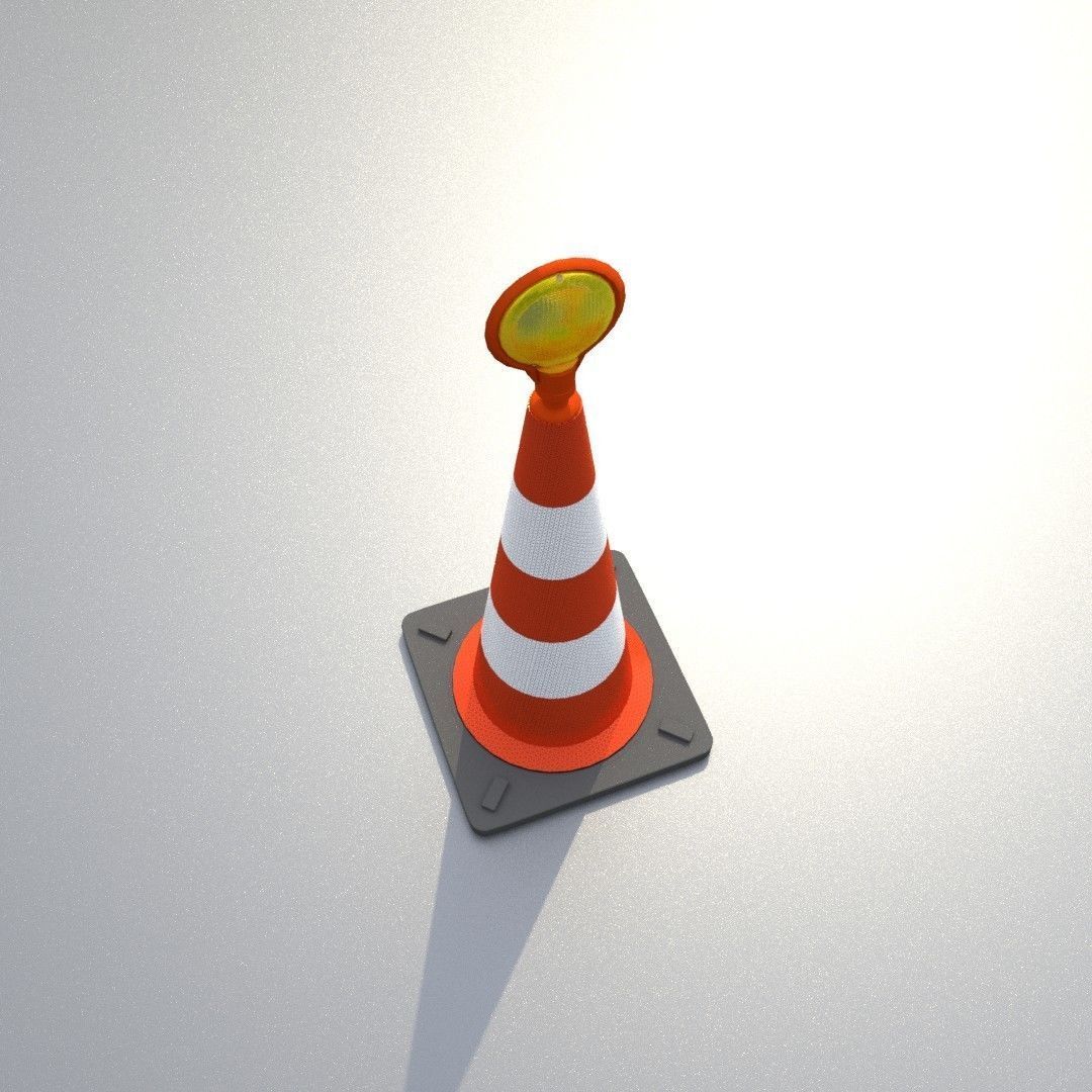 Traffic Cone with Construction Lamp 750 mm Low-poly 3D model_36