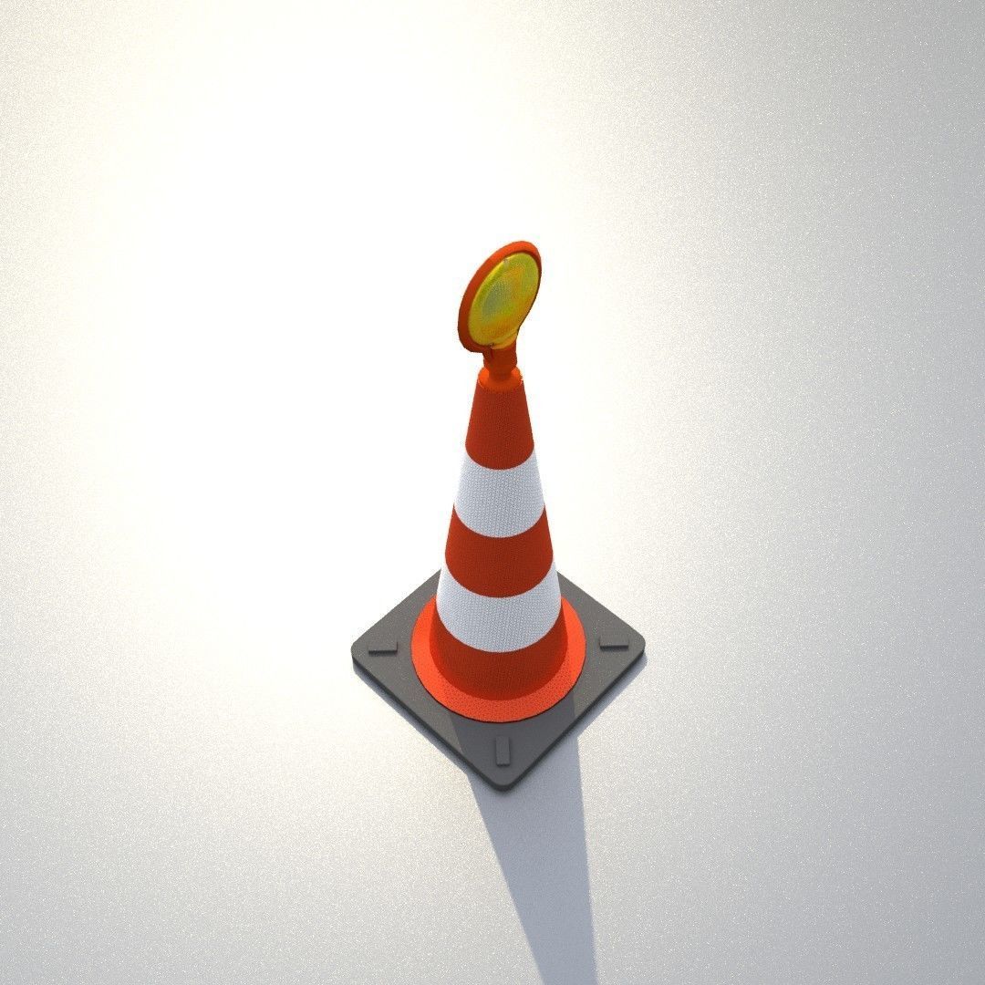 Traffic Cone with Construction Lamp 750 mm Low-poly 3D model_34