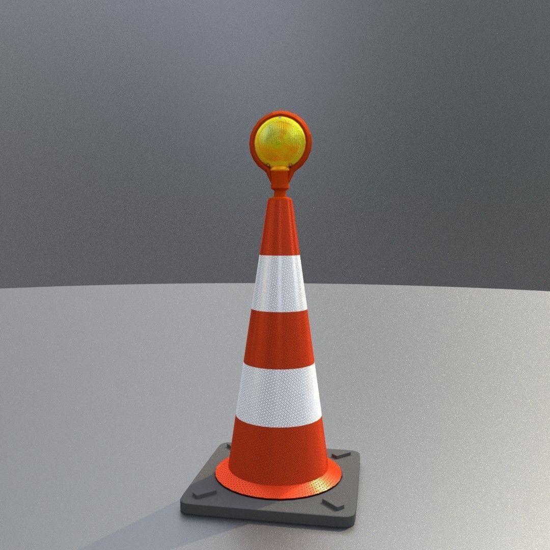 Traffic Cone with Construction Lamp 750 mm Low-poly 3D model_3