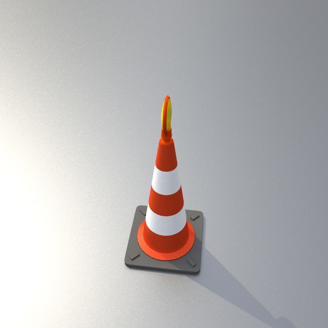 Traffic Cone with Construction Lamp 750 mm Low-poly 3D model_32