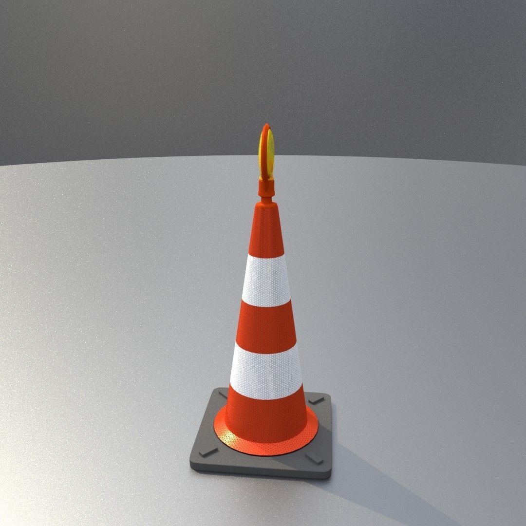 Traffic Cone with Construction Lamp 750 mm Low-poly 3D model_16